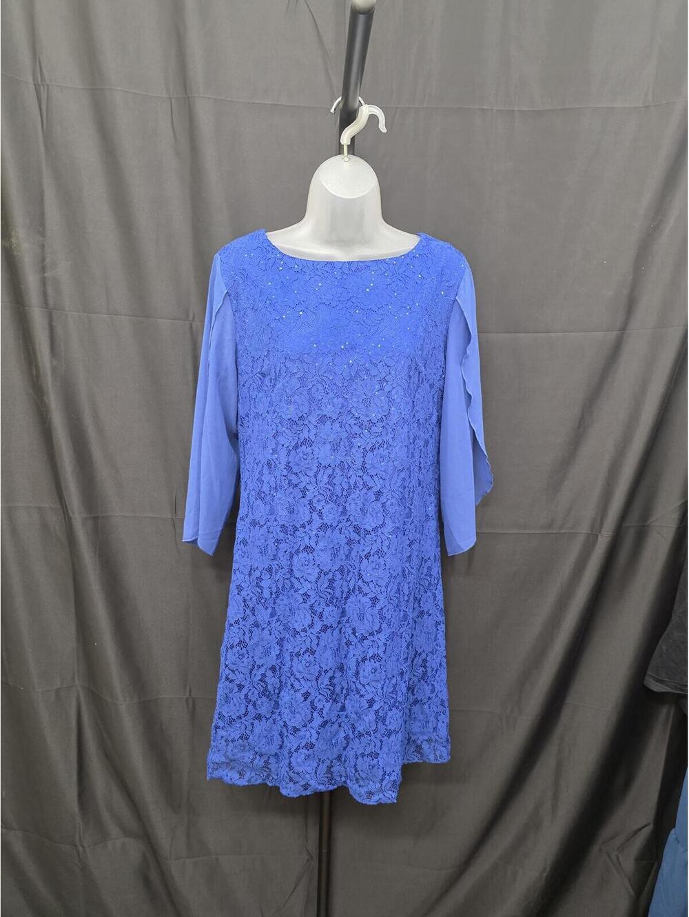 COOAN WOMEN’S LACE SEQUIN FORMAL WEDDING GUEST DRESS SIZE L